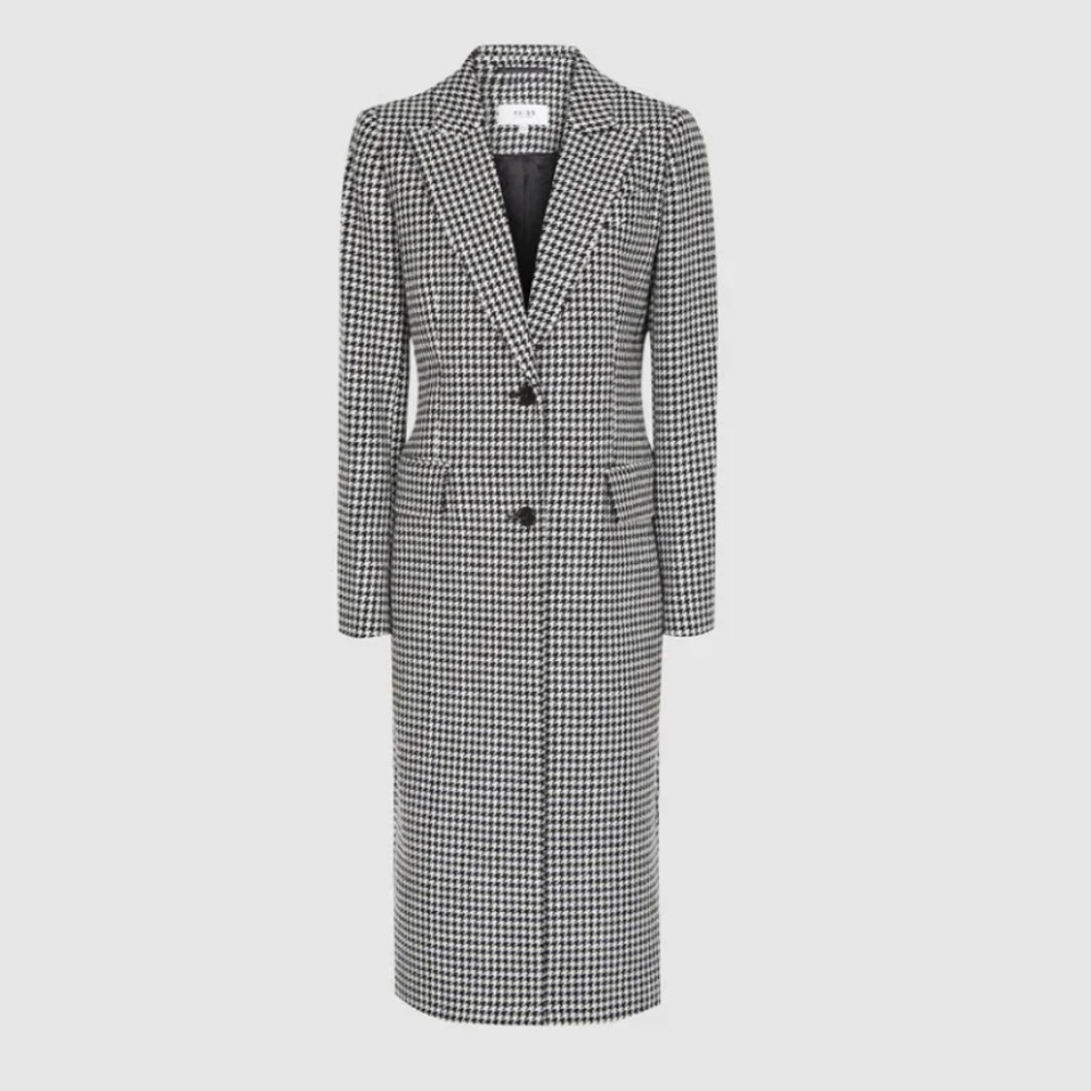 NWT REISS  Lara Puppytooth Crombie Coat Size 0